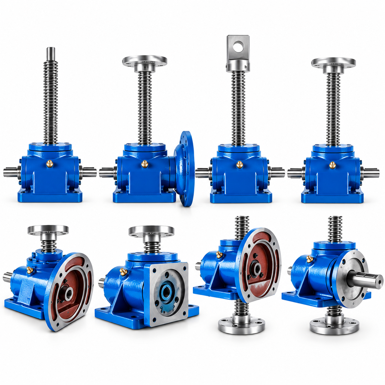 SWL industrial worm screw lift configurations with screw and flange heads